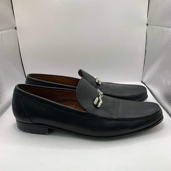 A. Testoni Basic Mens Black Pebbled Buckle Leather Loafer Shoes Size 10.5 - Picture 2 of 12